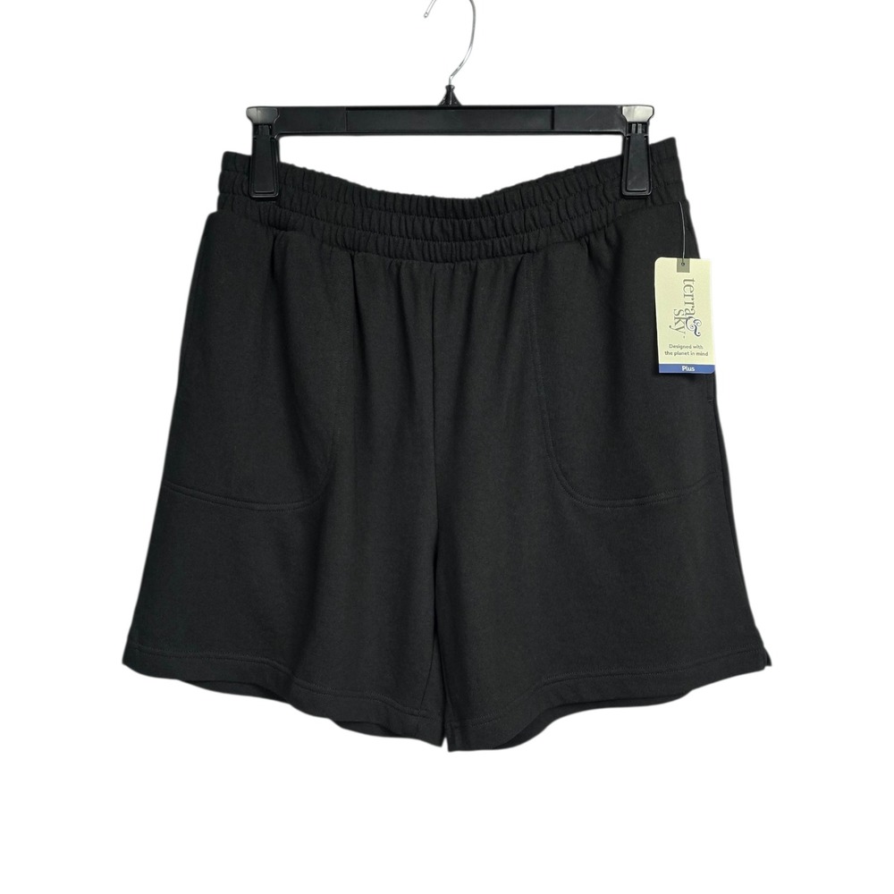 Terra & Sky Womens Plus 0X 14W Easy Shorts Black Elastic Waist NWT